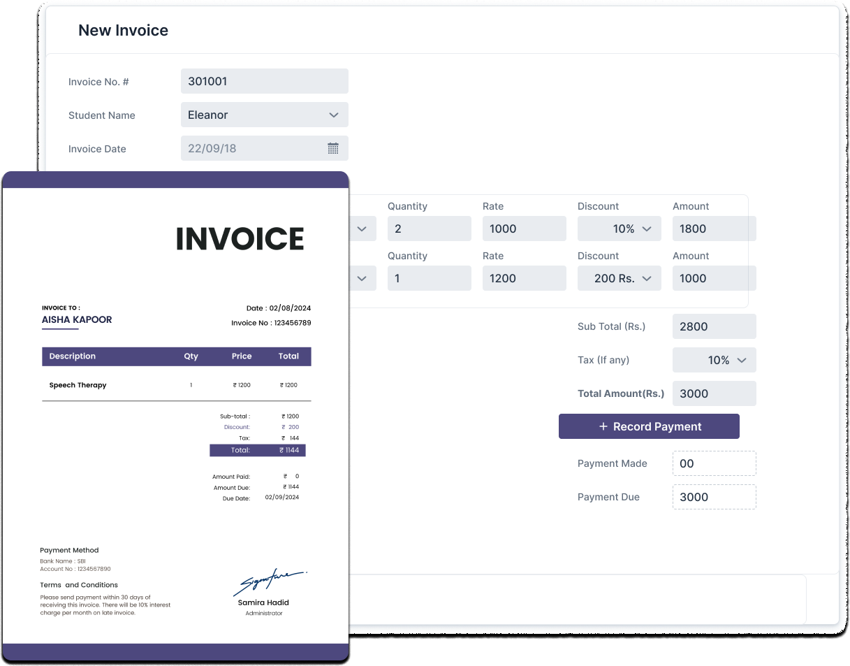 Autism Therapy Software: Invoicing